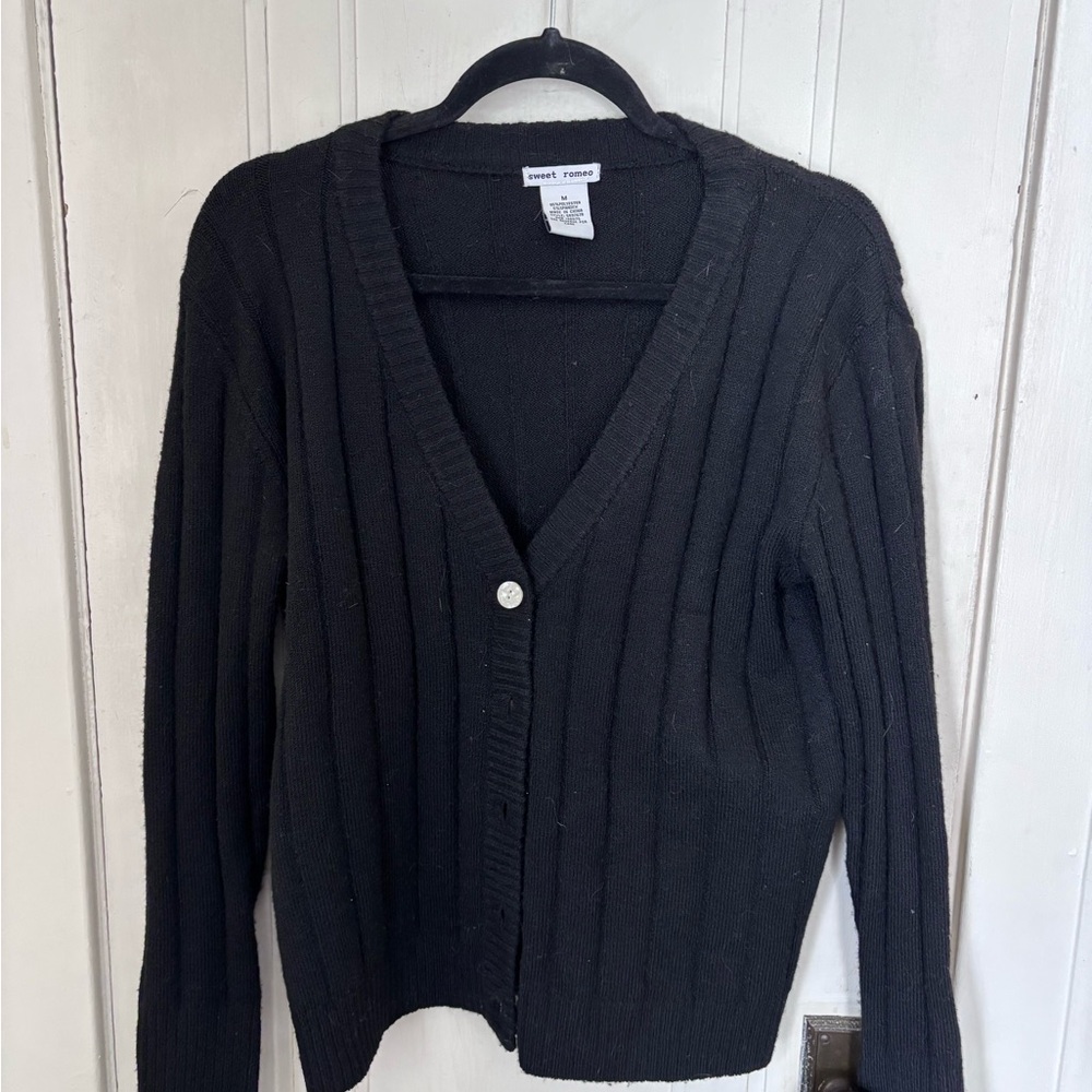 Sweet Romeo Black Ribbed Cardigan